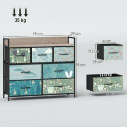 HOMCOM Chest of Drawers for Bedroom, Fabric Dresser with Shelf in Blue - Size: Small - thumbnail 3