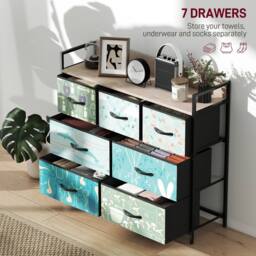 HOMCOM Chest of Drawers for Bedroom, Fabric Dresser with Shelf in Blue - Size: Small - thumbnail 4