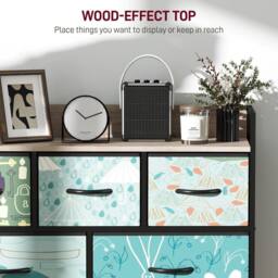 HOMCOM Chest of Drawers for Bedroom, Fabric Dresser with Shelf in Blue - Size: Small - thumbnail 6