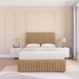 "Sloomy Madison Divan Bed Base No Drawers 12"" Footboard & 26"" Struts Headboard in Light Brown - Size: King" - thumbnail 2