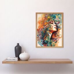 "Artery8 Wall Art Print Iris Goddess of Rainbows Multicoloured Flowing Hair Deity Portrait Modern Watercolour Art Framed - Size: W12"" x H16""" - thumbnail 2