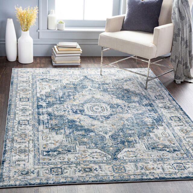 Livabliss Jolie-Vintage Grey Blue Black Burgundy Traditional Boho Living Dining Bedroom Rug in Charcoal - Size: 200 cm x 275 cm - image 1