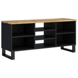 Berkfield Home TV Cabinet 100x33x46 cm Solid Wood Mango&Engineered Wood in Black - Size: 100 x 33 x 46 cm - thumbnail 9