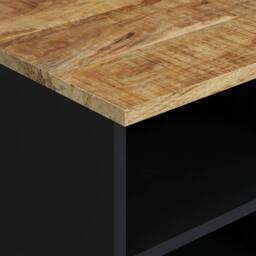 Berkfield Home TV Cabinet 100x33x46 cm Solid Wood Mango&Engineered Wood in Black - Size: 100 x 33 x 46 cm - thumbnail 5