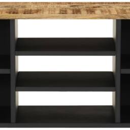 Berkfield Home TV Cabinet 100x33x46 cm Solid Wood Mango&Engineered Wood in Black - Size: 100 x 33 x 46 cm - thumbnail 7
