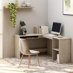 Berkfield Home L-Shaped Corner Desk Concrete Grey 120x140x75 cm Engineered Wood - Size: 120 x 140 x 75 cm - thumbnail 2