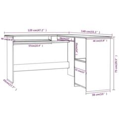 Berkfield Home L-Shaped Corner Desk Concrete Grey 120x140x75 cm Engineered Wood - Size: 120 x 140 x 75 cm - thumbnail 6