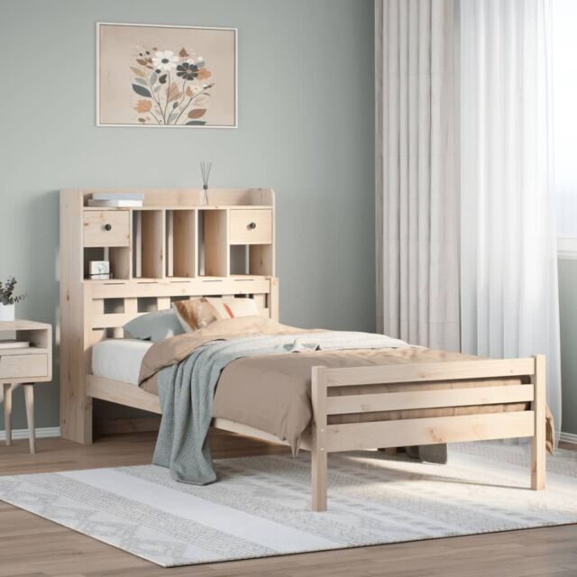 Berkfield Home Bookcase Bed without Mattress 100x200cm Solid Wood Pine in Brown - Size: 100x200 cm - image 1