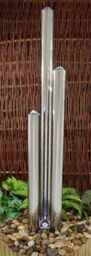 Primrose Stainless Steel Polished 3 Tube Column Water Feature Fountain 121cm in Metallic Silver - thumbnail 1
