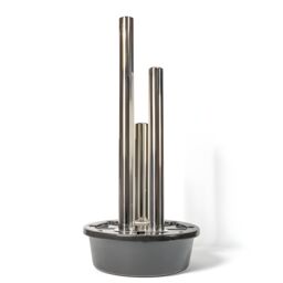 Primrose Stainless Steel Polished 3 Tube Column Water Feature Fountain 121cm in Metallic Silver - thumbnail 4