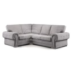 Furnishings For Less UK Milan 4 Seater L Shaped Corner Sofa Full Back Chesterfield Arms Grey Left Hand Facing - thumbnail 1