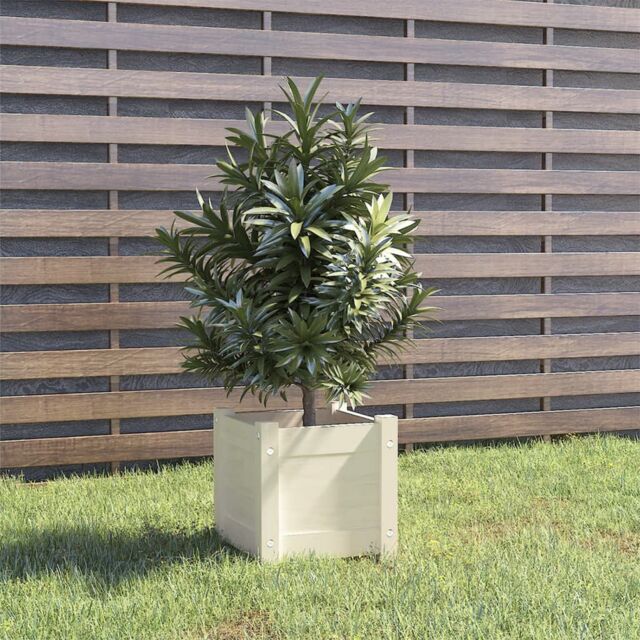 Berkfield Home Garden Planter White 31x31x31 cm Solid Pinewood - Size: 31 x 31 x 31 cm - image 1