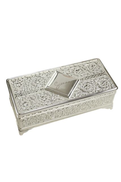 Personalised Memento Company Women's Personalised Silver Plated Jewellery Box in Metallic Silver - image 1