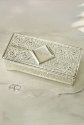Personalised Memento Company Women's Personalised Silver Plated Jewellery Box in Metallic Silver - thumbnail 3