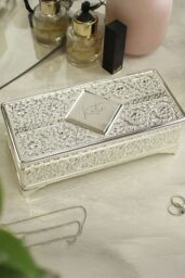 Personalised Memento Company Women's Personalised Silver Plated Jewellery Box in Metallic Silver - thumbnail 4