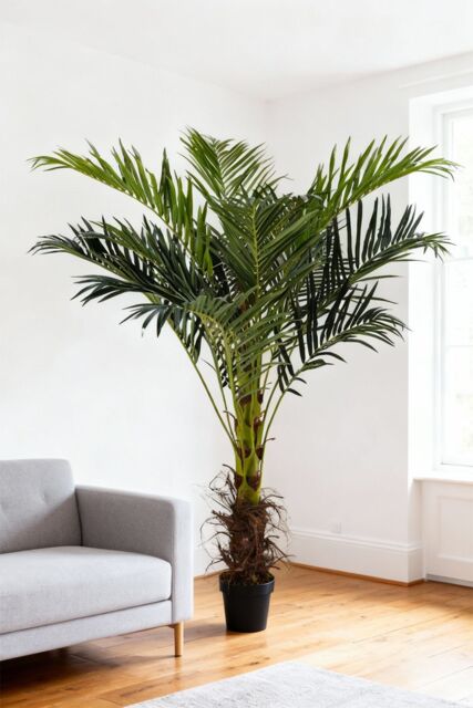 Living and Home 1.8m Fake Plants Artificial Plants Indoor Décor Areca Palm Tree with Black Plastic Pot in Green - image 1