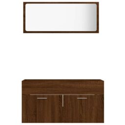 Berkfield Home 2 Piece Bathroom Furniture Set Brown Oak Engineered Wood - thumbnail 5