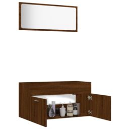 Berkfield Home 2 Piece Bathroom Furniture Set Brown Oak Engineered Wood - thumbnail 4