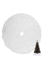 Neel Blue Velvet Christmas Tree Skirt Round Xmas Tree Base Mat - 1 metre in White - thumbnail 2