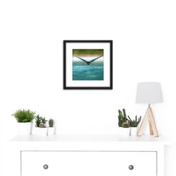 Artery8 Sanchezn Swallow Bird Drinking Swimming Pool Photo 8X8 Inch Square Wooden Framed Wall Art Print Picture with Mount in Black - thumbnail 2