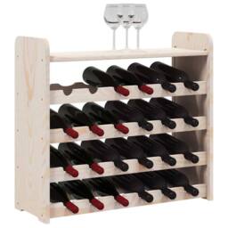 Berkfield Home Beautiful Wine Rack with Top Board 67.5x25x60 cm Solid Wood Pine in Natural - thumbnail 4