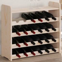 Berkfield Home Beautiful Wine Rack with Top Board 67.5x25x60 cm Solid Wood Pine in Natural - thumbnail 2