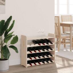 Berkfield Home Beautiful Wine Rack with Top Board 67.5x25x60 cm Solid Wood Pine in Natural - thumbnail 1