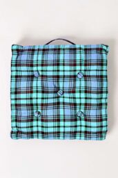 Homescapes Cotton Black Watch Tartan Floor Cushion in Blue - Size: 40 cm x 40 cm - thumbnail 3