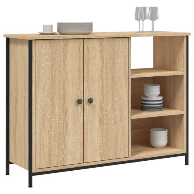 Berkfield Home Sideboard Sonoma Oak 100x33x75 cm Engineered Wood in Light Tan - Size: 100 x 33 x 75 cm - image 1