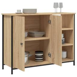Berkfield Home Sideboard Sonoma Oak 100x33x75 cm Engineered Wood in Light Tan - Size: 100 x 33 x 75 cm - thumbnail 4