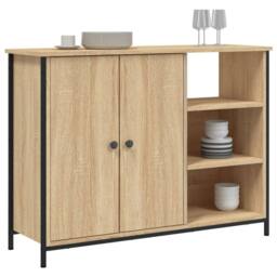Berkfield Home Sideboard Sonoma Oak 100x33x75 cm Engineered Wood in Light Tan - Size: 100 x 33 x 75 cm - thumbnail 1
