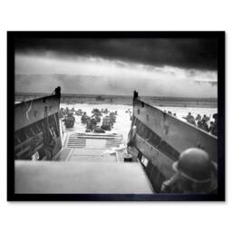 "Artery8 Sargent Into Jaws of Death D Day Landing Normandy WWII Framed Art in Grey - Size: W12"" x H16""" - thumbnail 1