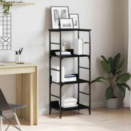 Berkfield Home Modern Bookshelf Black Oak 50x33x117, 5 cm Engineered Wood & Steel - thumbnail 2