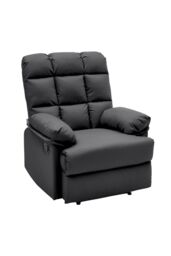 H&O Direct Contemporary Faux Leather Upholstered Reclining Lounge Chair in Black - thumbnail 3