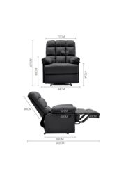 H&O Direct Contemporary Faux Leather Upholstered Reclining Lounge Chair in Black - thumbnail 6