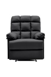 H&O Direct Contemporary Faux Leather Upholstered Reclining Lounge Chair in Black - thumbnail 2