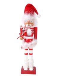 Shatchi 38cm Wooden Santa Nutcrackers Soldiers Christmas Ornament 3pcs Set in Red - thumbnail 2