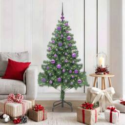 Berkfield Home Christmas Tree with 150 LEDs with Stand Green 150 cm PVC - thumbnail 1