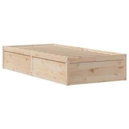 Berkfield Home Bed Frame with Headboard 75x190 cm Small Single Solid Wood Pine in Light Oak - thumbnail 5