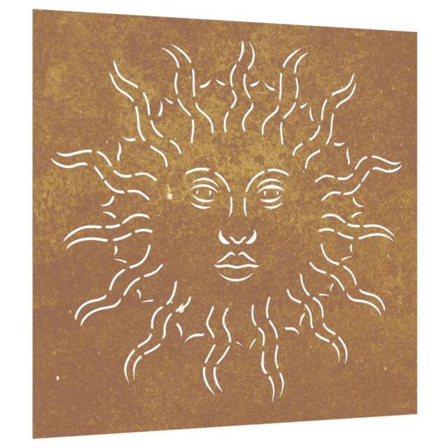 Berkfield Home Garden Wall Decoration 55x55 cm Corten Steel Sun Design in Brown - image 1