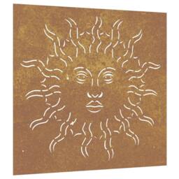 Berkfield Home Garden Wall Decoration 55x55 cm Corten Steel Sun Design in Brown