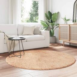 Berkfield Home Shaggy Rug High Pile NAVARRA Beige 160x160 cm Polyester - Size: Medium - thumbnail 1