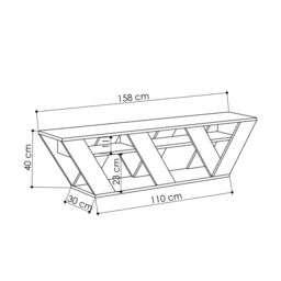 Decortie Ralla' Modern TV Unit TV Stand for 65 Inch TVs with Shelves 158cm in Grey - Size: 1 Pack - thumbnail 4