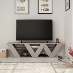 Decortie Ralla' Modern TV Unit TV Stand for 65 Inch TVs with Shelves 158cm in Grey - Size: 1 Pack - thumbnail 1