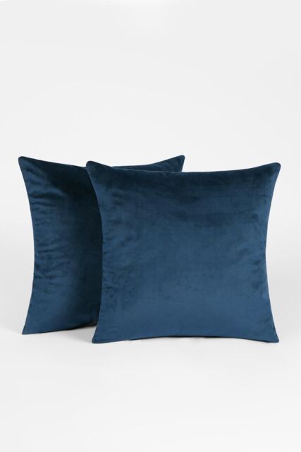 OHS 2 x Matte Velvet Cushion Covers Soft Plain Zip in Navy - Size: 45 cm x 45 cm - image 1