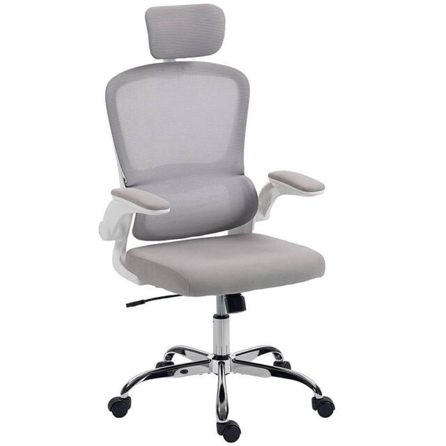KORVIXA Grey Ergonomic Mesh Office Chair with Adjustable Headrest for Home - Size: 100 cm x 100 cm - image 1