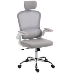 KORVIXA Grey Ergonomic Mesh Office Chair with Adjustable Headrest for Home - Size: 100 cm x 100 cm - thumbnail 1