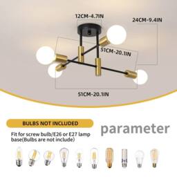 NIVOR Modern Sputnik Chandelier, 4-Light Century Flush Mount Ceiling Light in Metallic Gold - thumbnail 2