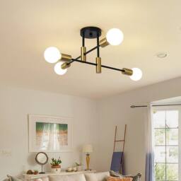 NIVOR Modern Sputnik Chandelier, 4-Light Century Flush Mount Ceiling Light in Metallic Gold