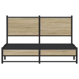 Berkfield Home Metal Bed Frame without Mattress Sonoma Oak 140x200 cm in Brown - thumbnail 5